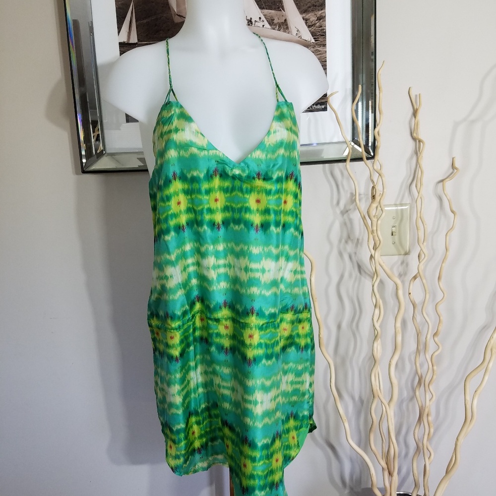 Rieley Collection Racer Back Cami/Shift/Slip Dress in 100% Silk  Sz M